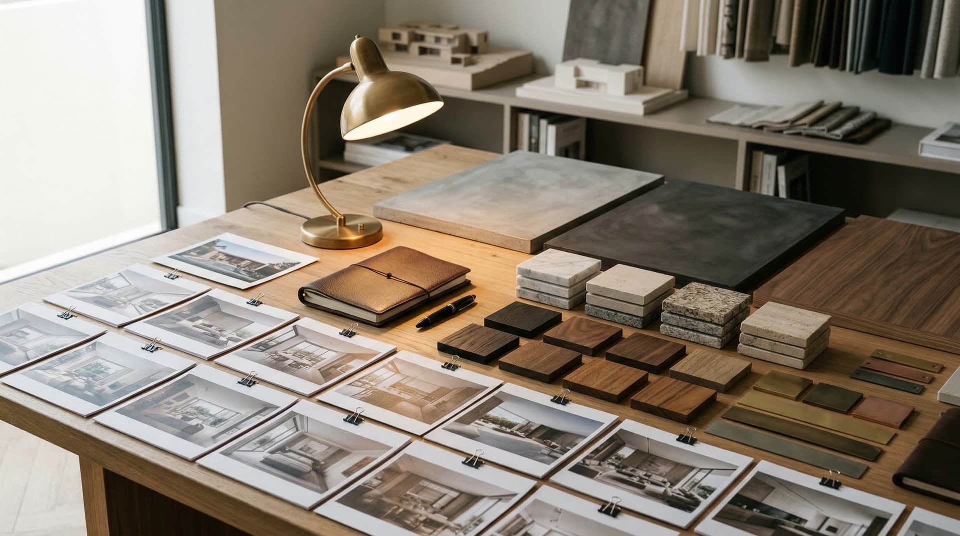 Luxury render asset library with contact sheets, material swatches, and a curated visual system